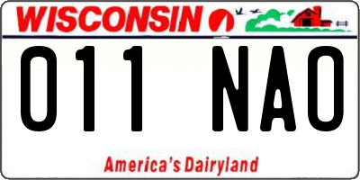 WI license plate 011NAO