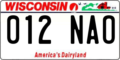 WI license plate 012NAO