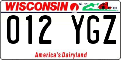 WI license plate 012YGZ
