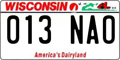 WI license plate 013NAO