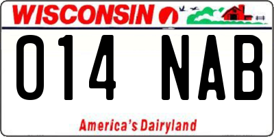 WI license plate 014NAB