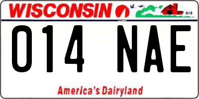 WI license plate 014NAE