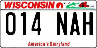 WI license plate 014NAH