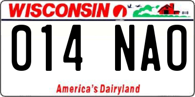 WI license plate 014NAO