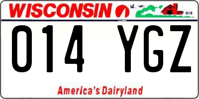 WI license plate 014YGZ