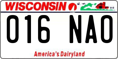 WI license plate 016NAO
