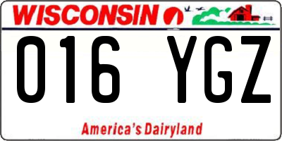 WI license plate 016YGZ