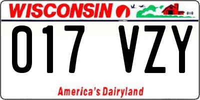 WI license plate 017VZY