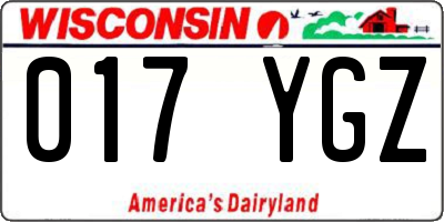 WI license plate 017YGZ