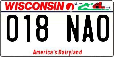 WI license plate 018NAO