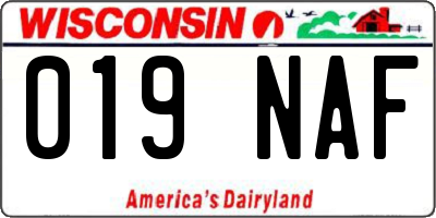 WI license plate 019NAF