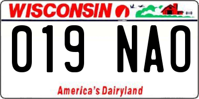 WI license plate 019NAO