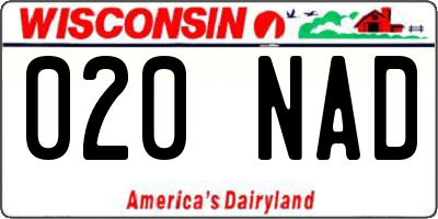 WI license plate 020NAD