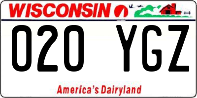 WI license plate 020YGZ