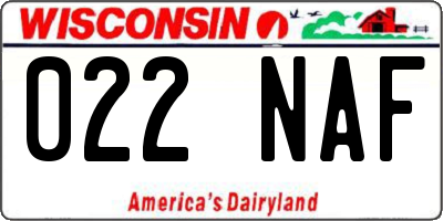 WI license plate 022NAF