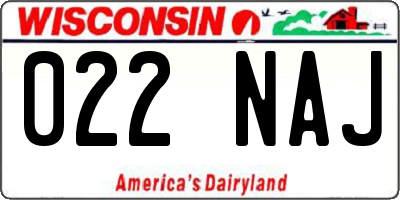 WI license plate 022NAJ