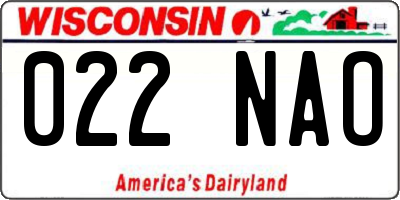 WI license plate 022NAO