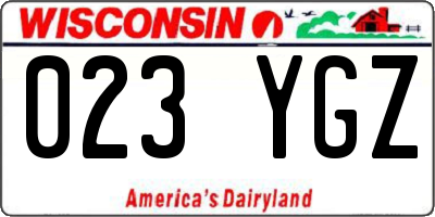 WI license plate 023YGZ