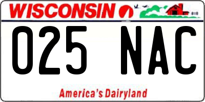 WI license plate 025NAC