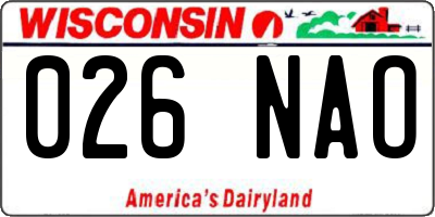 WI license plate 026NAO