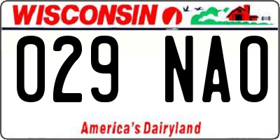 WI license plate 029NAO
