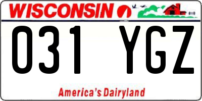 WI license plate 031YGZ