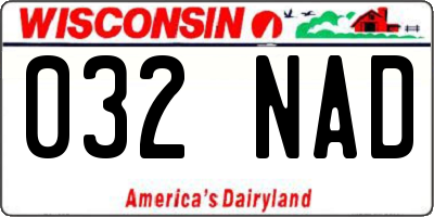 WI license plate 032NAD