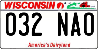 WI license plate 032NAO