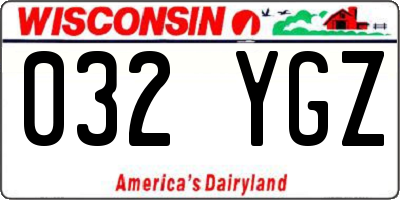 WI license plate 032YGZ