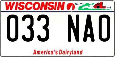 WI license plate 033NAO
