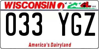 WI license plate 033YGZ