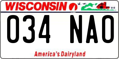 WI license plate 034NAO