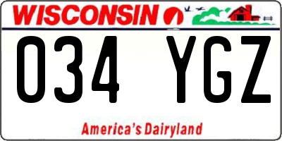 WI license plate 034YGZ