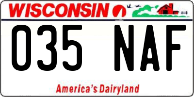 WI license plate 035NAF