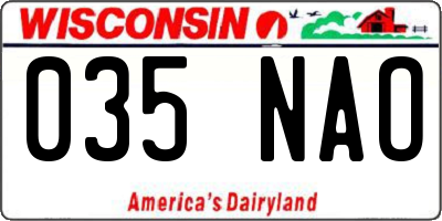 WI license plate 035NAO