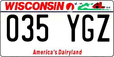 WI license plate 035YGZ