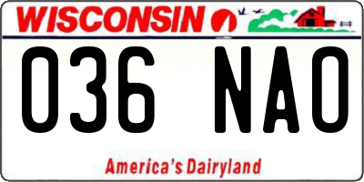 WI license plate 036NAO