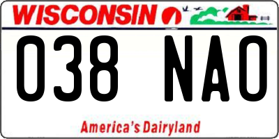 WI license plate 038NAO