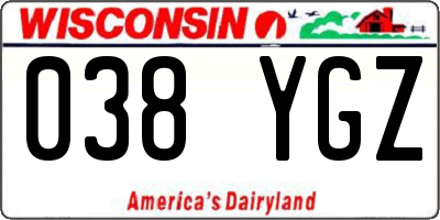 WI license plate 038YGZ