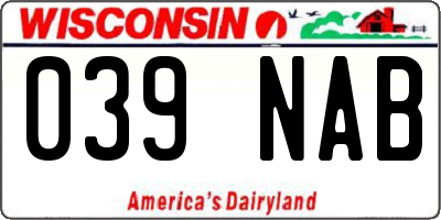 WI license plate 039NAB