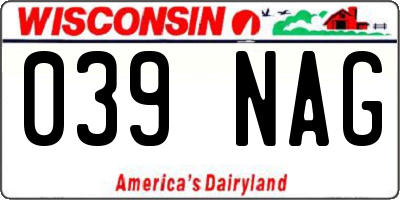 WI license plate 039NAG