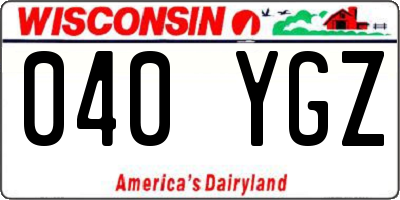 WI license plate 040YGZ