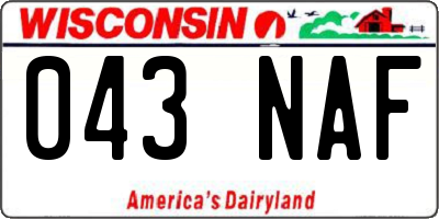 WI license plate 043NAF