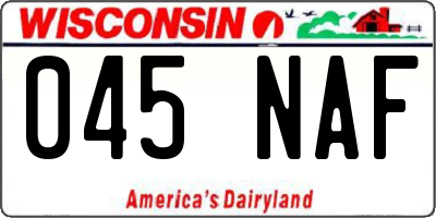 WI license plate 045NAF