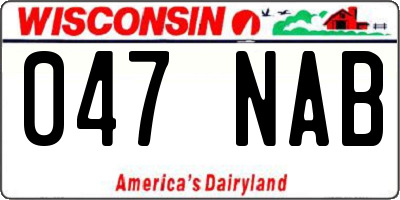 WI license plate 047NAB