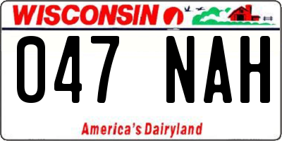 WI license plate 047NAH