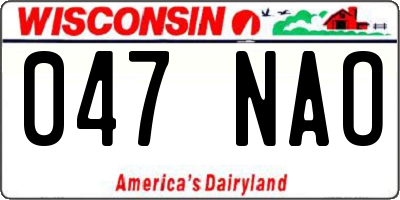 WI license plate 047NAO