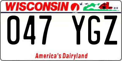 WI license plate 047YGZ