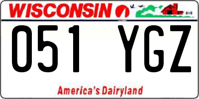 WI license plate 051YGZ