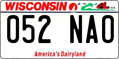 WI license plate 052NAO